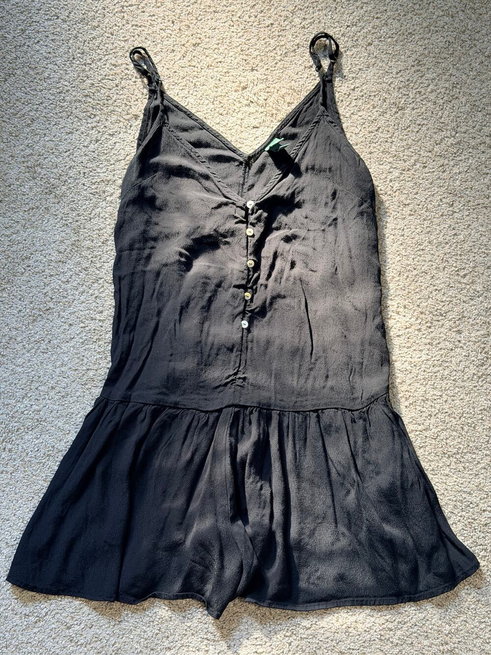 Wild Fable Black Loose Button Spaghetti Strap Romper Size Medium